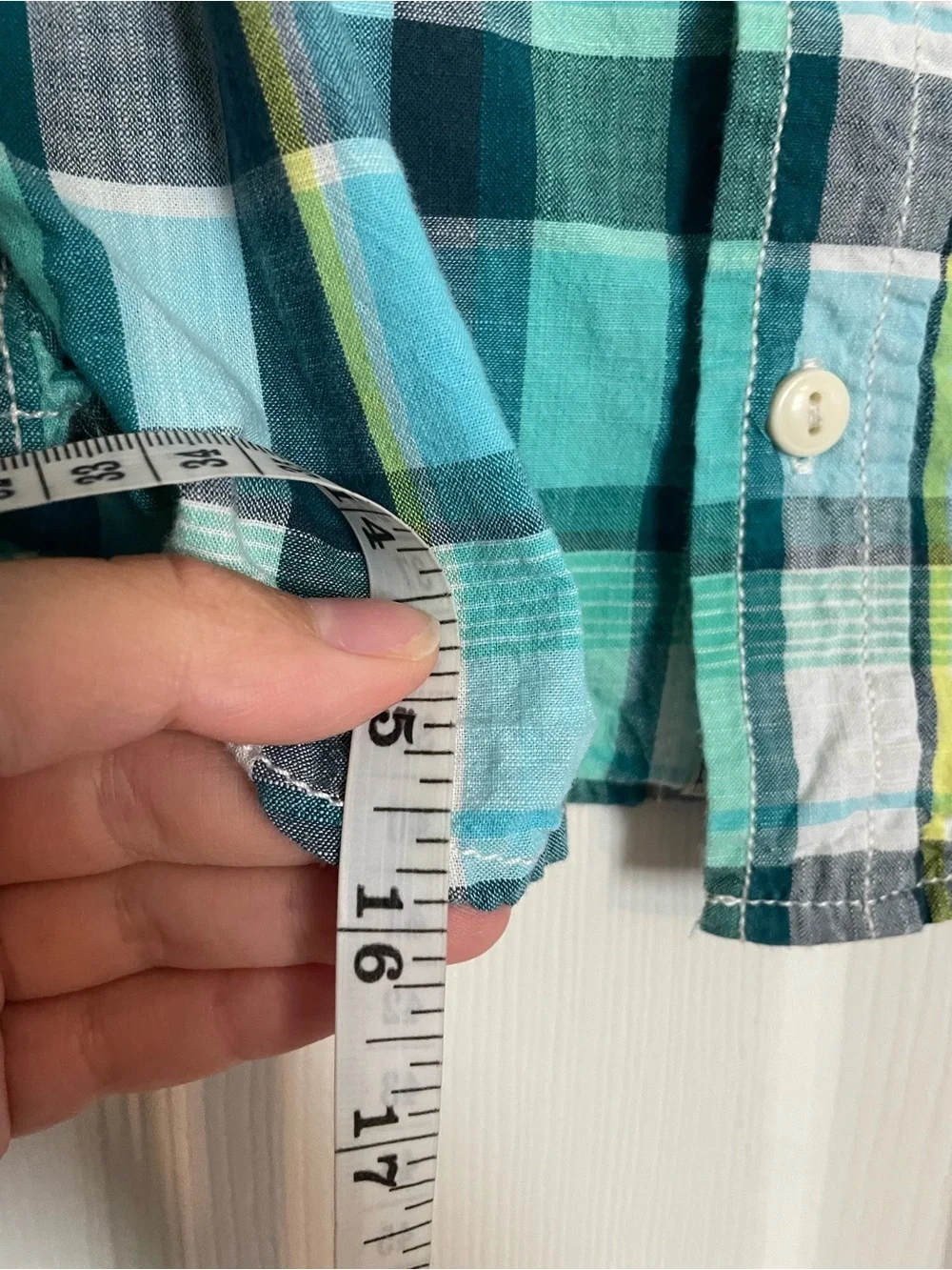 OshKosh B'gosh 100% Cotton Size 3T Teal & Blue Plaid Button-Down Shirt